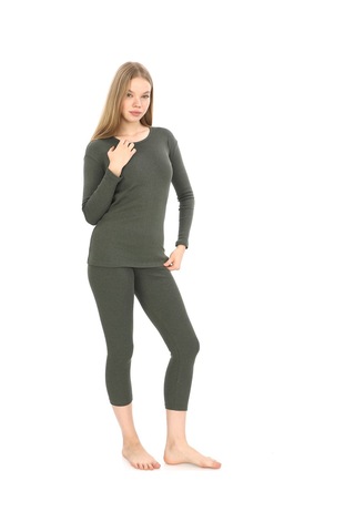 Sauna Suit Haki Unisex Kışlık Termal Içlik, Sıcak Tutan Pamuklu Yakmayan, Termal Takım, Termal Fanila Iclik Haki