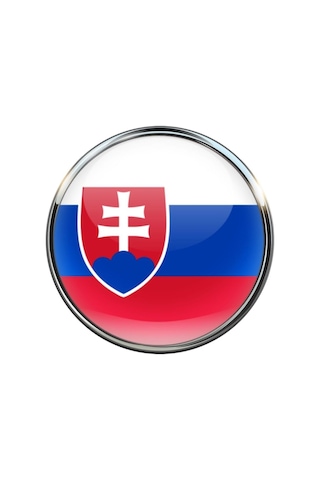Slovakya Slovakia Bayrak Rozeti - Paslanmaz Çelik Yuvarlak Yaka Rozeti Çok Renkli