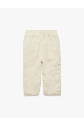 Koton Pamuklu Oversize Beli Lastikli Pantolon Ekru 5smb40050tw Ekru