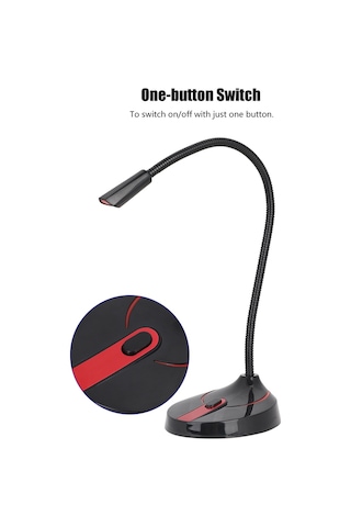 Tenfowee Masaüstü Konferans Mikrofonu, 360 Ses Alımı, -58db Hassasiyet, Tek Tuşlu Kontrol, Esnek Boyun, Taşınabilir Siyah-kırmızı