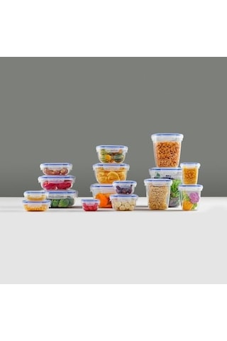 Lock&fresh 3 Parça Kare Saklama Kabı Seti - Silikon Contalı, Hava Geçirmez, 500 Ml, 900 Ml, 1500 Ml, Modüler Ve İstiflenebilir Tasarım, Gıdalar İçin Uzun Süre Tazelik