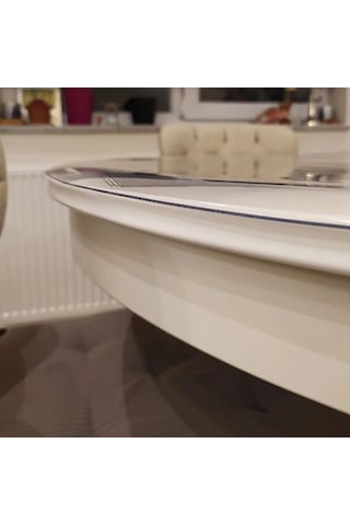 Yuvarlak 2,6mm Şeffaf Kalın Pvc Masa Örtüsü Kaymaz Koruyucu Şeffaf
