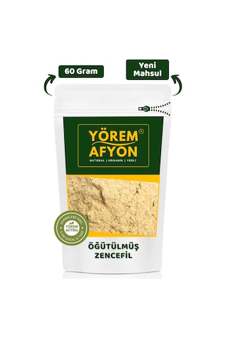 Yörem Afyon Sağlık Dostu Besin Değeri Korunarak Öğütülmüş Toz Zencefil Zingiber Officinale 60gr