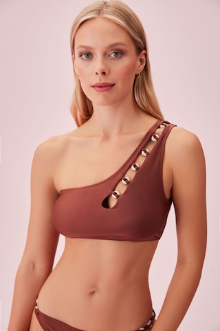 Suwen Maya Tek Omuz Aksesuarlı Bralet Bikini Üst Sb25365019d019 Kahverengi
