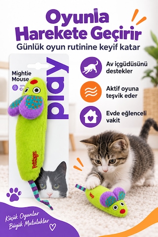 Petstages Mightie Mouse Catnipli Hışırtılı Peluş Kedi Oyuncağı