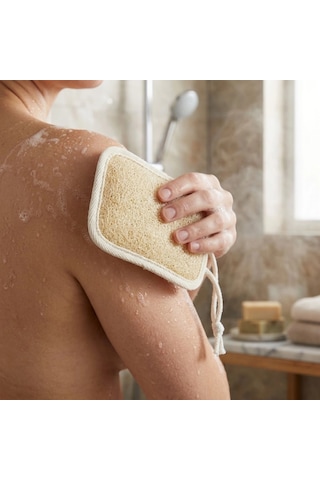 Doğal Kabak Lifli Kare Peeling Banyo Kesesi 13x16 Cm