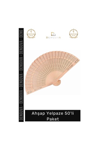 Yelpaze Doğal Tasarım Düğün Nişan Kına Davet Hediyelik Ekonomik Kaliteli Ahşap Yelpaze 50'li Paket