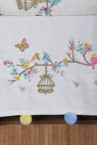 6 Lı Kuş Nakışlı El Yüz Havlu Seti Ponponlu Hediyelik Çeyizlik El Yüz Havlu Takımı 50 X 90 Cm 001