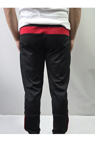 Jump Erkek Dalgıç/scuba Slim Fit Fermuarlı Paça Eşofman Altı Siyah/kırmızı