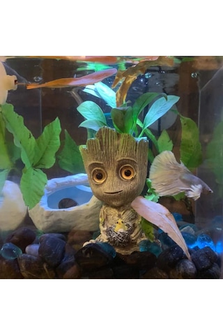 Hqgoodstore Yeni Akvaryum Peyzaj Aksesuarları Reçine Pnömatik Akvaryum Dekorasyon Groot Treehouse Galaxy Koruyucu Saksı