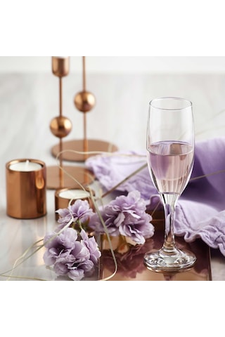 LAV Misket Cam Şampanya Kadehi 6'lı 190 ml Ayaklı (Kahve Yanı Su/Kokteyl Bardağı)