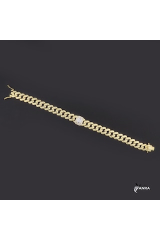 925 Ayar Gümüş Gold Baget Gurmet Bileklik