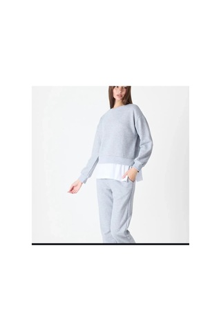 The Kadın Basic Bisiklet Yaka Etek Ucu Detaylı Sweatshirt Ve Pantolon Eşofman Takımı- Siyah/melanj/gri Gri Melanj
