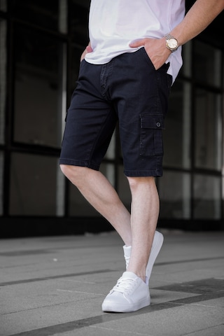 Siyah Renk Kargo Cepli Gabardin Erkek Şort-1800 Siyah