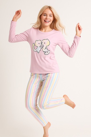Mutlu City Kadın Yumuşak Doku Termal Pijama Takımı 42050 Pembe