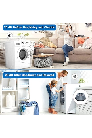 Mainshop Titreşim Engelleyici Çamaşır Makinesi , Buz Dolabı , Titreşim Engelleyici 4 Lü Set M-541 Gri