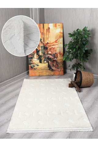 My Evilla Modern Dekoratif Lara Krem Dokuma Halı 9401a