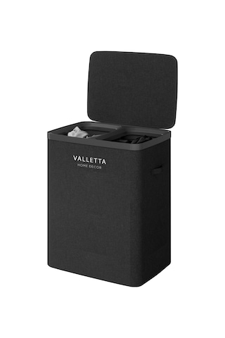 Paloma 100l Çift Yıkanabilir Bölmeli Katlanabilir Kumaş Kirli Çamaşır Sepeti Ink Black Xl