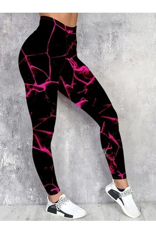 Kadın Yüksek Bel Renk Detaylı Dalgıç Tayt Mor