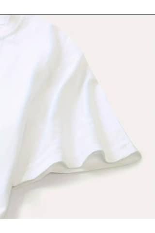 Medinenur Çiçekler Desen Baskılı Basic T-shirt Beyaz
