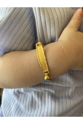 Pullu Altın Çocuk Künyesi Sarı Altın