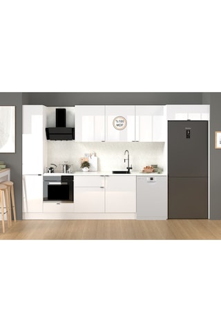 360 Cm %100 Mdf Tezgahlı Efil Ankastre Mutfak Dolabı Beyaz