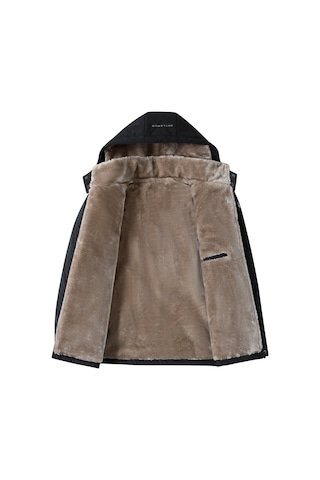 Rüzgar Geçirmez Pamuklu Kadife İçi Büyük Beden Erkek Kaban Siyah