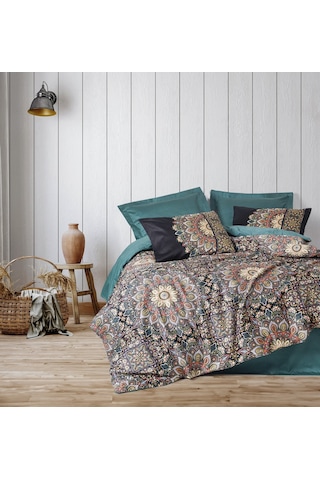 Cotton Box Saten Çift Kişilik Nevresim Takımı Ornate Petrol