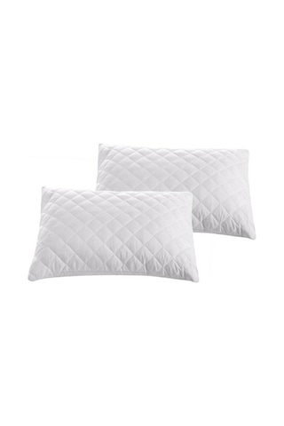 2'Lı Kapitoneli Yastık Koruyucu %100 Pamuk Fermuarlı Kapitone