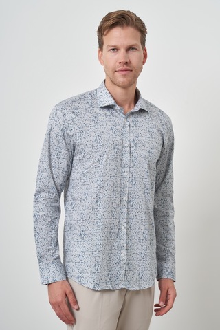 Morven Erkek Mavi Pamuk Trend Slim Fit İtalyan Yaka Gömlek 25mc004018300 Mavi Mavi