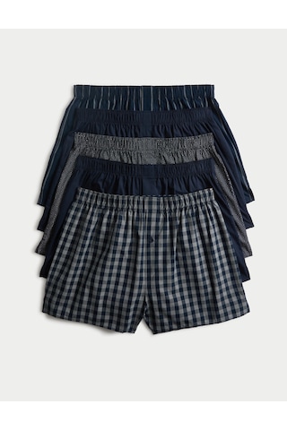 Marks & Spencer Saf Pamuklu 5'li Dokuma Boxer Seti T14003846 Lacivert