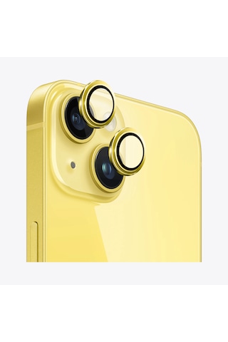 Safeus Safir Temperli Kamera Lens Koruyucu Apple Uyumlu iPhone 14 Plus Ve İle Sarı