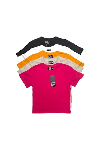 Çocuk Basic T-shirt Kız Erkek Unisex %100 Pamuk 5'li Paket Kk-1