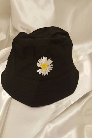 Şapka Bucket Şapka Balıkçı Kova Şapka Unisex Yuvarlak Şapka Papatya İşlemeli ÇoK Renkli Çok Renkli
