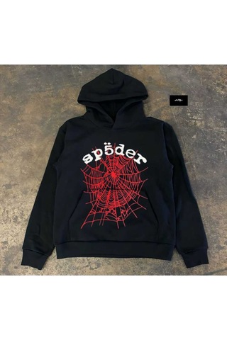 Hunors Sportswear & Company Örümcek Baskılı Unisex Model Pamuklu Kapüşonlu Sweatshirt Siyah-sarı- Kırmızı