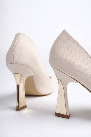 Muggo Goes Garantili Sivri Burun Kadın Topuklu Stiletto Ayakkabı Ten