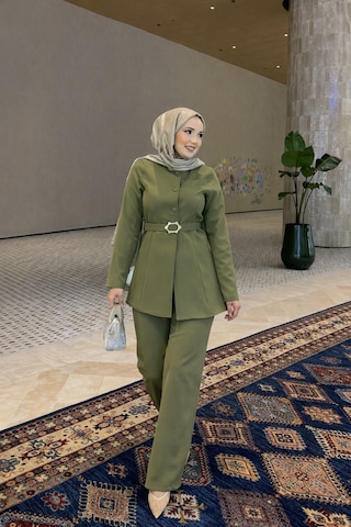 Riella Butik Murillo Tesettür Ceket Takım Haki