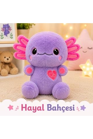 Aksolotl Peluş 35 Cm Açık Mor