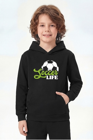Panios Kids 3'lü Kanguru Cepli Kapüşon Detaylı Baskılı Erkek Çocuk 3 Parça Sweatshirt Lacivert - Siyah