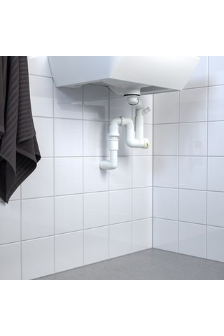 Ikea Rännılen Tek Hazneli Lavabo Sifonu, Beyaz