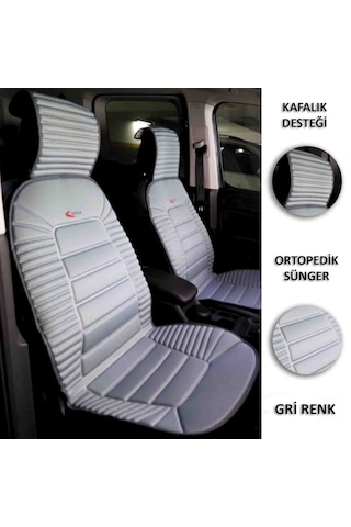 Lüks Oto Koltuk Minderi Ortopedik Kalın Süngerli 2 Li Set Gri