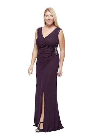 Moda Berray 8004 Omuz - Bel Işleme Kruvaze Abiye Elbise Mürdüm Mürdüm