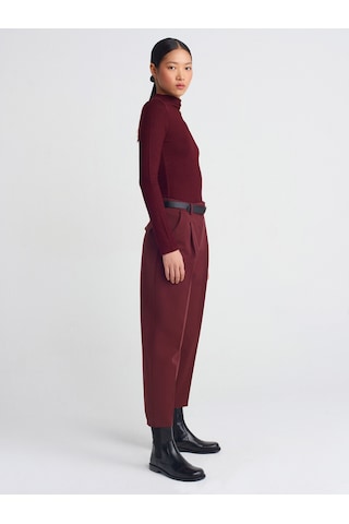 Dilvin 31391 Dik Yaka Uzun Kollu Top Bordo