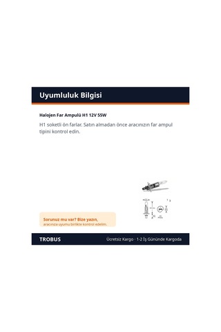 Trobus Halojen Far Ampulü H1 12v 55w