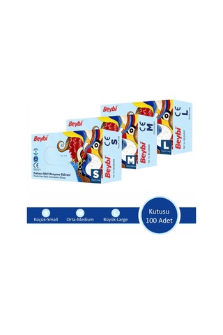 Beybi Mavi Pudrasız Nitril Eldiven S 20 x 100'lü