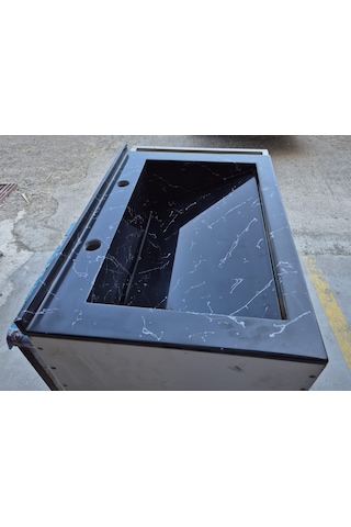 Dökme Akrilik Berber Lavabosu Siyah 70x48 Cm Siyah