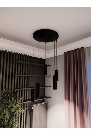 Zenya Siyah Renk 5'li Spot Avize- Modern Tavan Sarkıt, Gu10 Duy