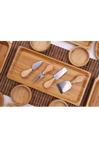 Atbyhome Bambu Loft 6 Kişilik 31 Parça Doğal Bambu Kahvaltı Takımı - Kahvaltı Seti Sunum Seti Bambu