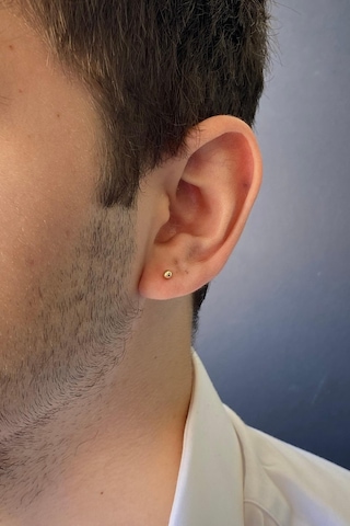 Zümrüt Sarraf 3 Mm Yeşil Küçük Top 14 Ayar Altın Erkek Küpe