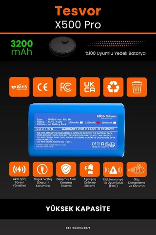 Tesvor X500 Pro 3200mAh Robot Süpürge Bataryası